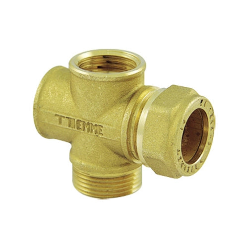 RACCORDO A CROCE PER TUBO RAME PER IMPIANTI SOLARI- 3/4 x 22- TIEMM- pezzi 1