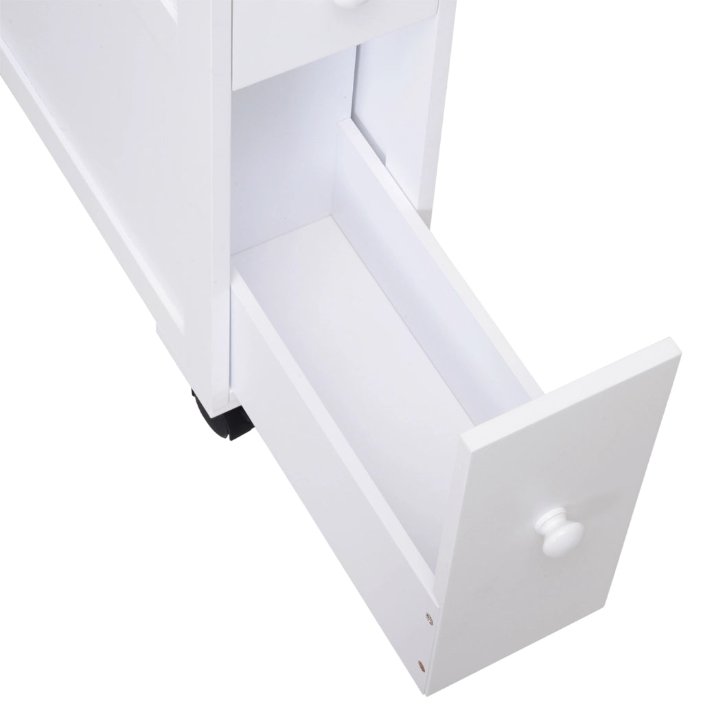 Mobiletto da Bagno con Cassetti Salvaspazio ¨C Minimal ¨C Legno Bianco 16x52x71.5cm