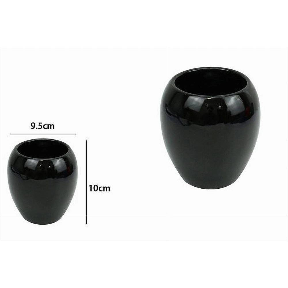 Trade Shop - Bicchiere Portaspazzolini Ceramica Nero Moderno Accessorio Arredo Da Bagno 79249 -
