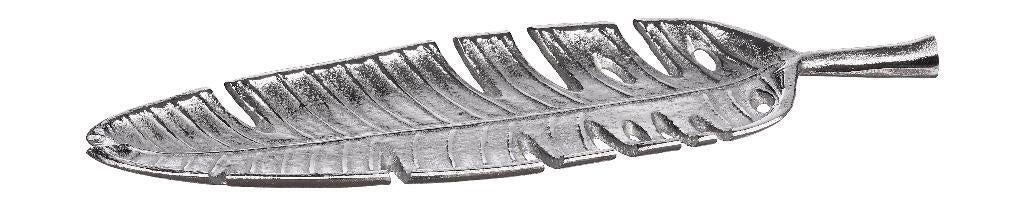 Foglia vassoio svuotatasche centrotavola decorazione in metallo 41 x 12 cm