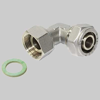 RACCORDO A COMPRESSIONE CURVO CON GIRELLO  26 x 3/4     TIEMME
