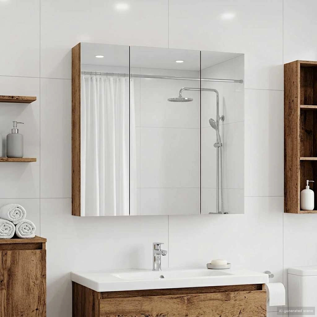 Mobiletto per specchio da bagno Legno vecchio 70 x 14,5 x 70 cm 889093