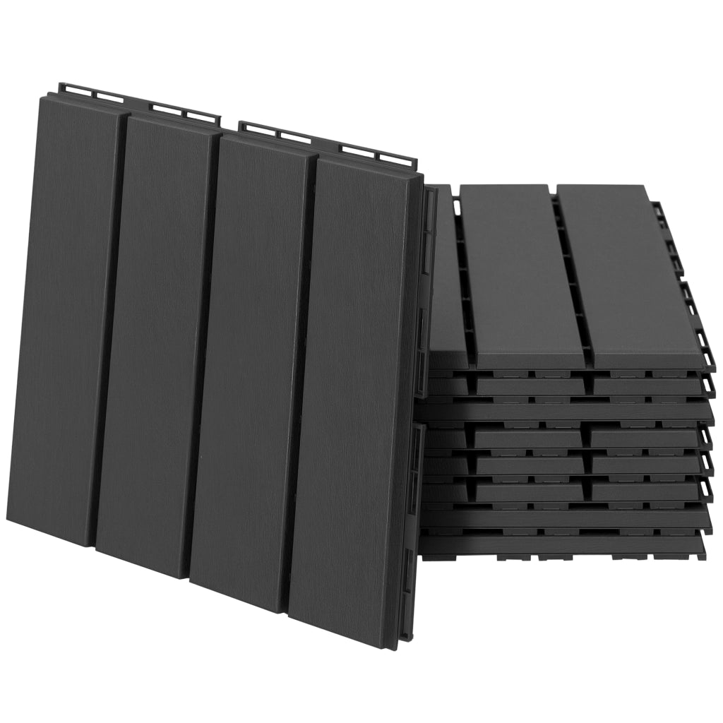 Piastrelle da Giardino Set 9 Pezzi - Xylo - Effetto Legno Nero Plastica Componibile