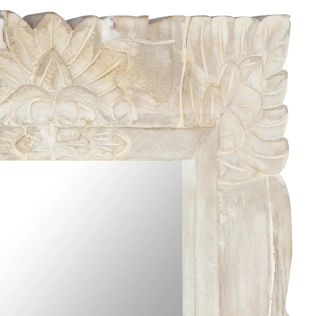 Specchio Bianco 80x50 cm in Legno Massello di Mango 321633