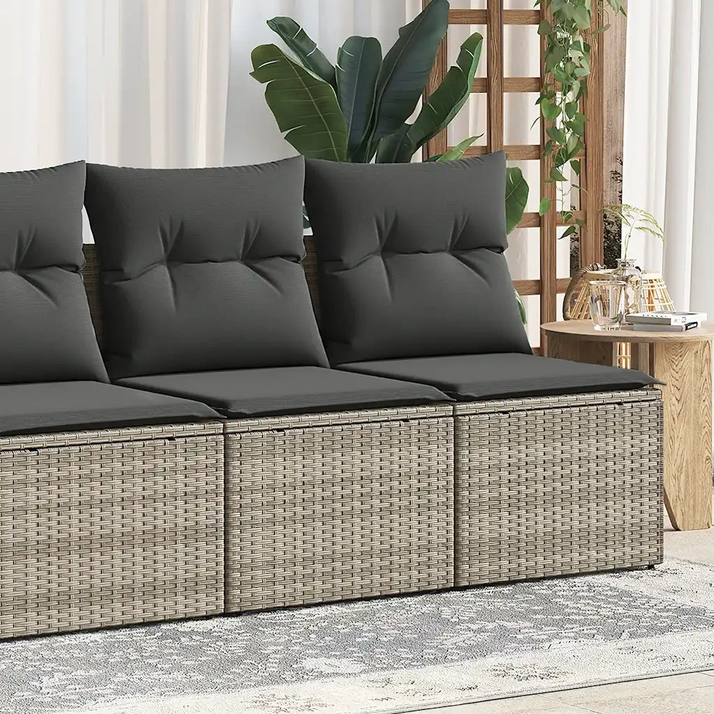 Divano Giardino 2pz con Cuscini-Sofa da Giardino-Divanetto da esterno Grigio Chiaro Polyrattan Acacia 154951