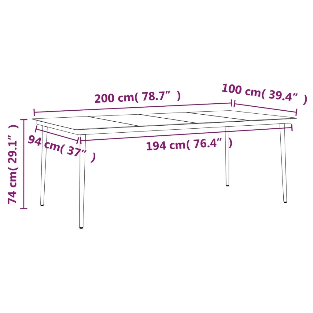 Set da Pranzo da Giardino 7 pz con Cuscini Grigio e Nero 3099375