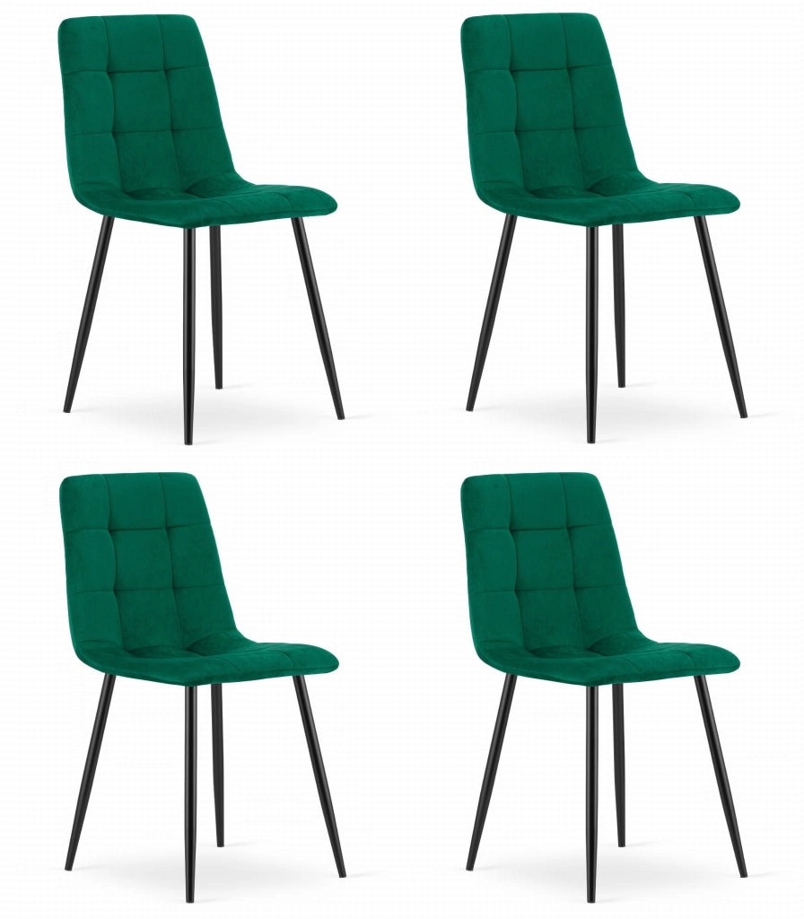 Sedia Valora PYRA in velluto verde scuro, design moderno x4