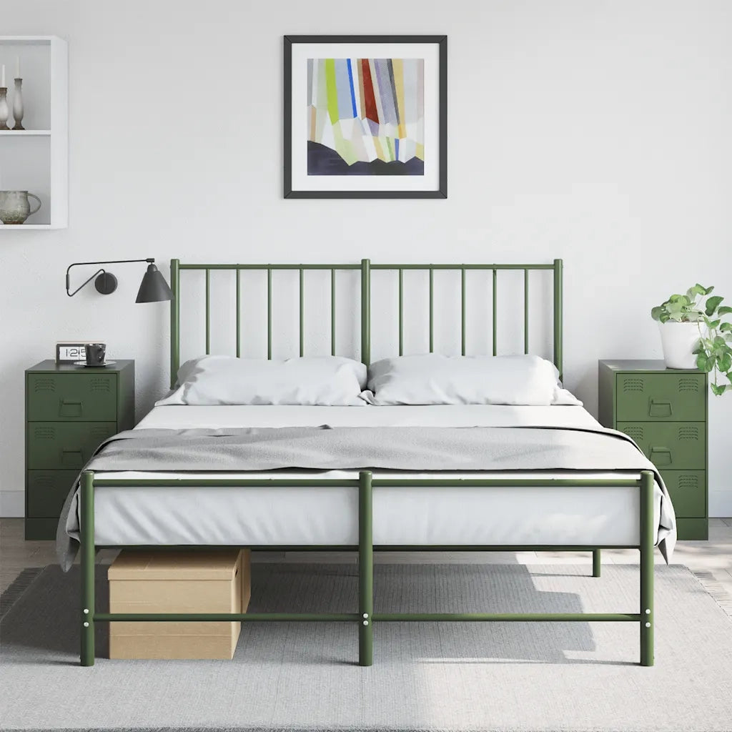 Comodini 2 pz-Set di 2 Tavolino da notte Verde Oliva 34,5x39x62 cm in Acciaio 363105