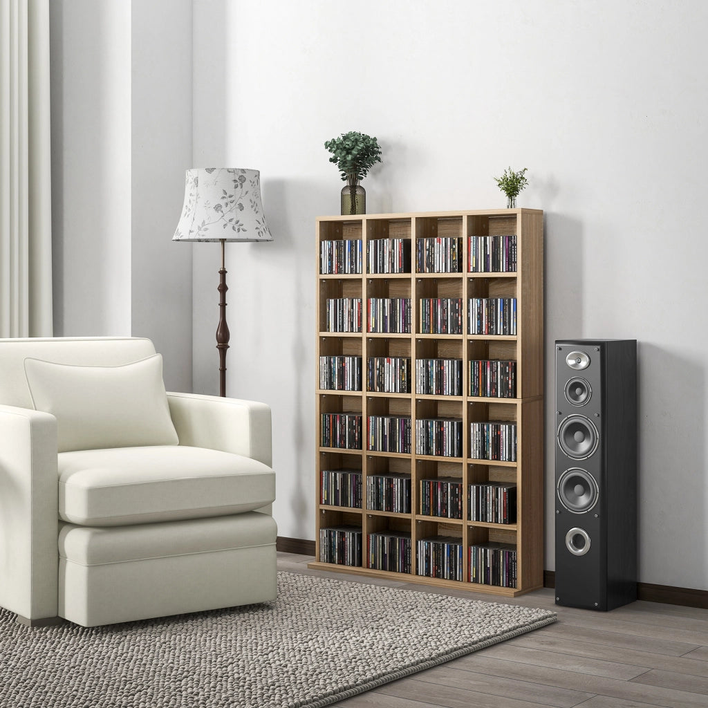 Mobile per CD e DVD con Ripiani Regolabili ¨C zephmum ¨C Legno 89x20x130.5 cm