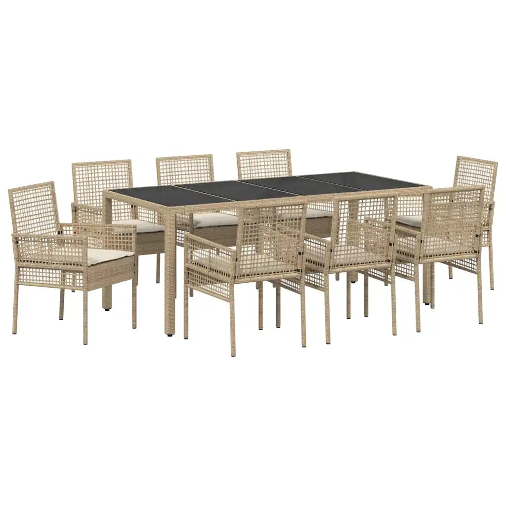 Set da Pranzo per Giardino 9 pcs Beige polyrattan 3334892