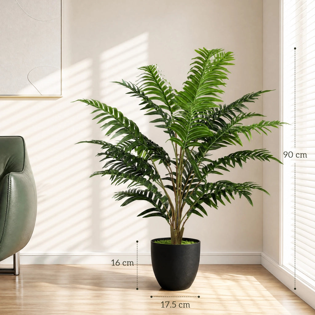 Pianta Artificiale Felce ¨C Minimal ¨C Verde, Vaso Nero, PEVA