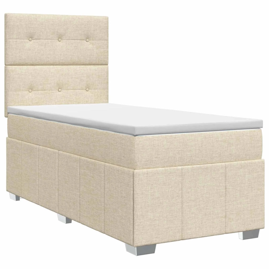 Letto box spring con materasso Crema 100 x 200 cm Tessuto 3454076