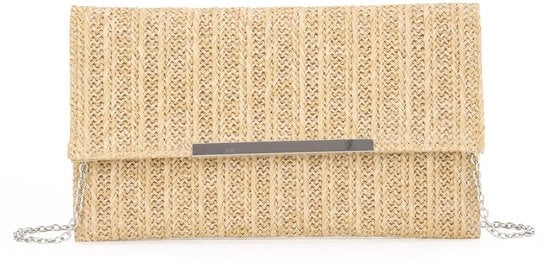 Borsa da Sera per Donna con Stoffa di Lino, Modello Clutch, per Matrimonio e Vacanze Estive