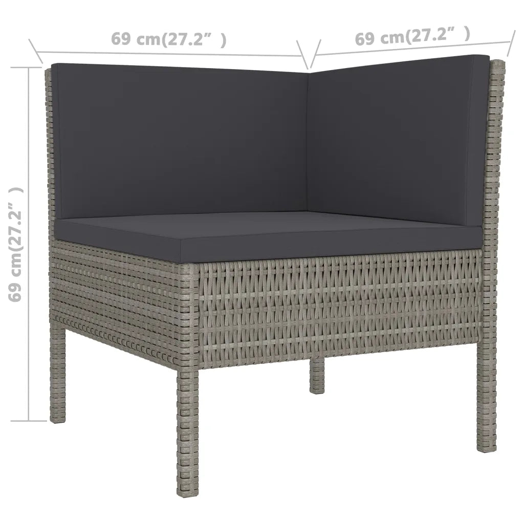 Set Divani da Giardino 8 pz con Cuscini in Polyrattan Grigio 3094422