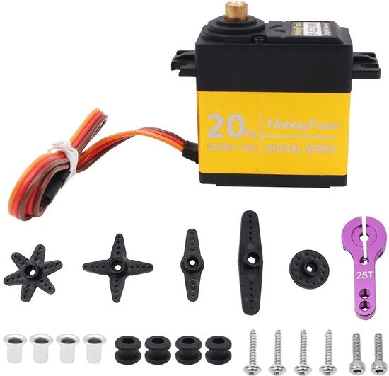 Servo 20 kg Acqua-Resistente - Sistema di Trasmissione - Cassa di Cambio Metallica - Modelli RC - Auto - Robot - Motore Servo