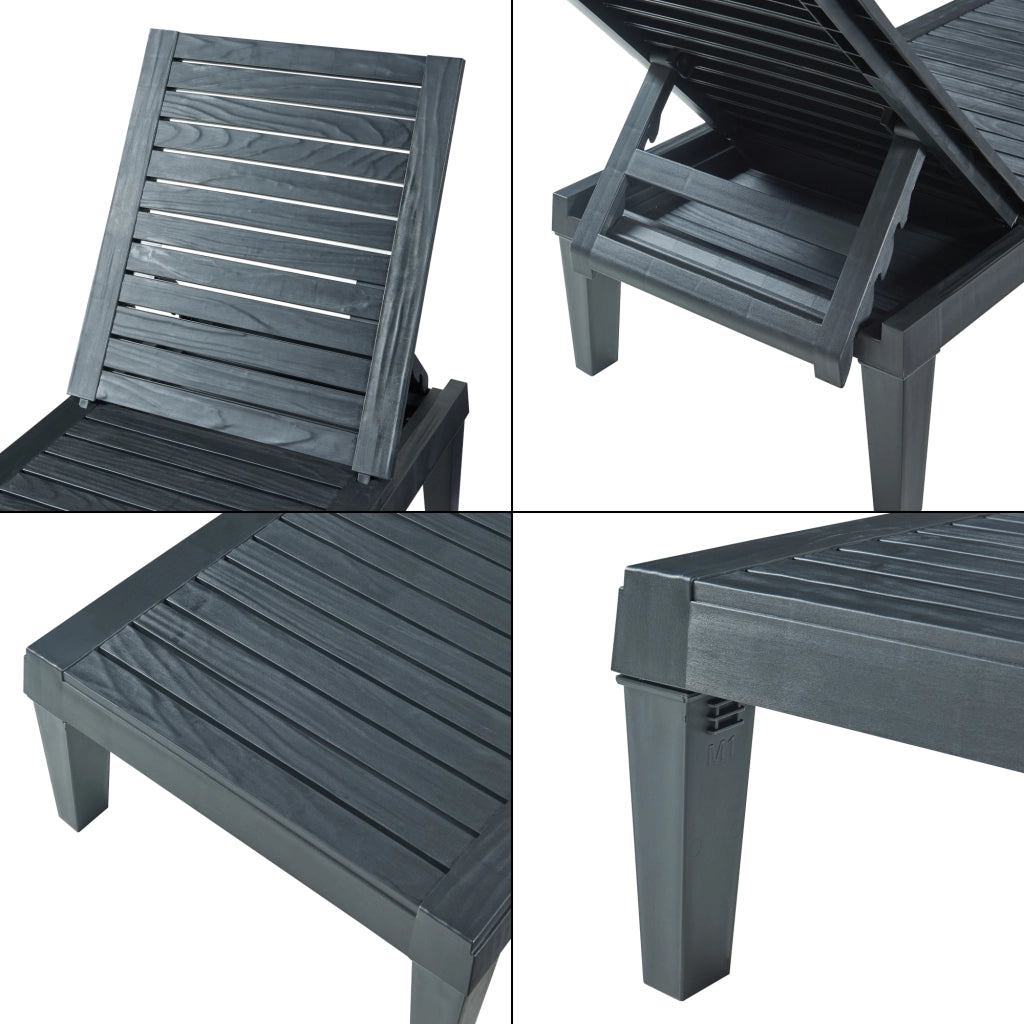 Lettino Prendisole Ateleta in Plastica - Nero Effetto Legno casa.pro