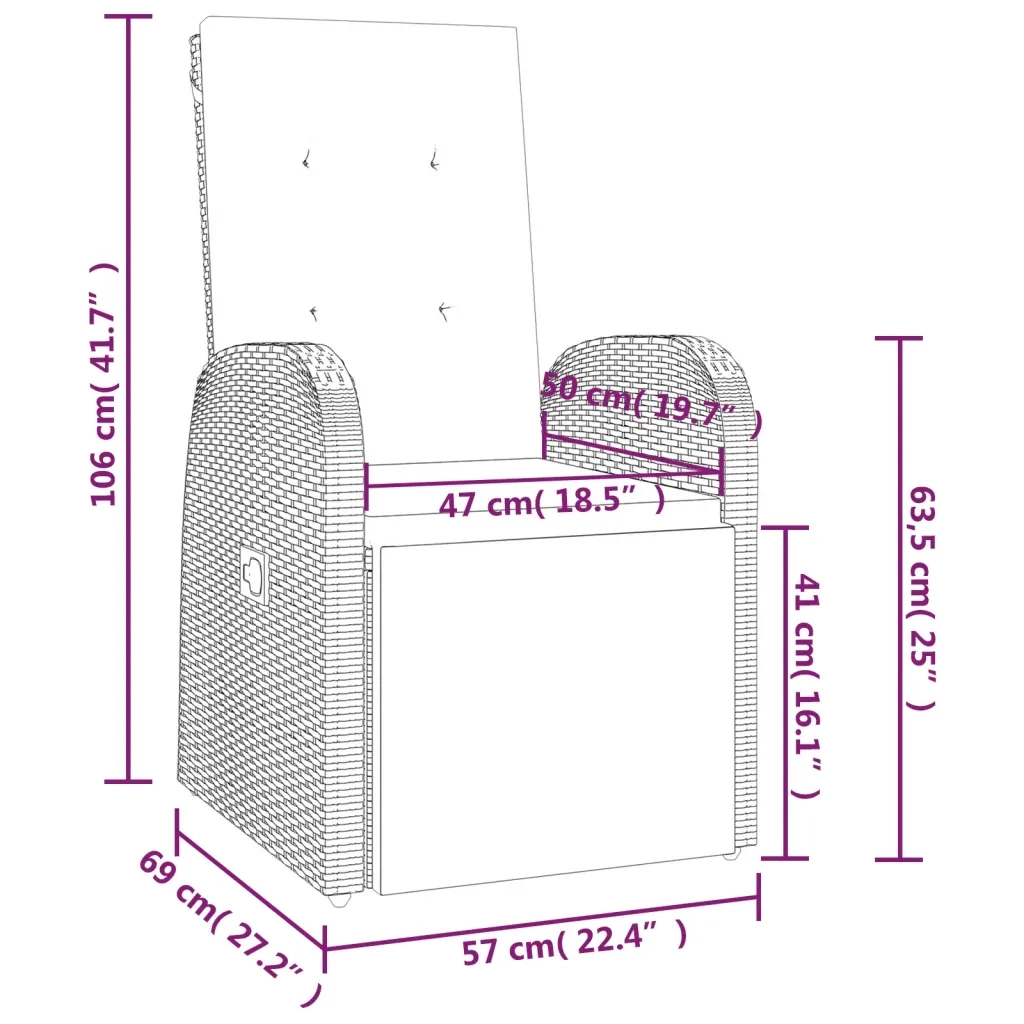 Set da Pranzo da Giardino 7 pz con Cuscini in Polyrattan Grigio 3277594