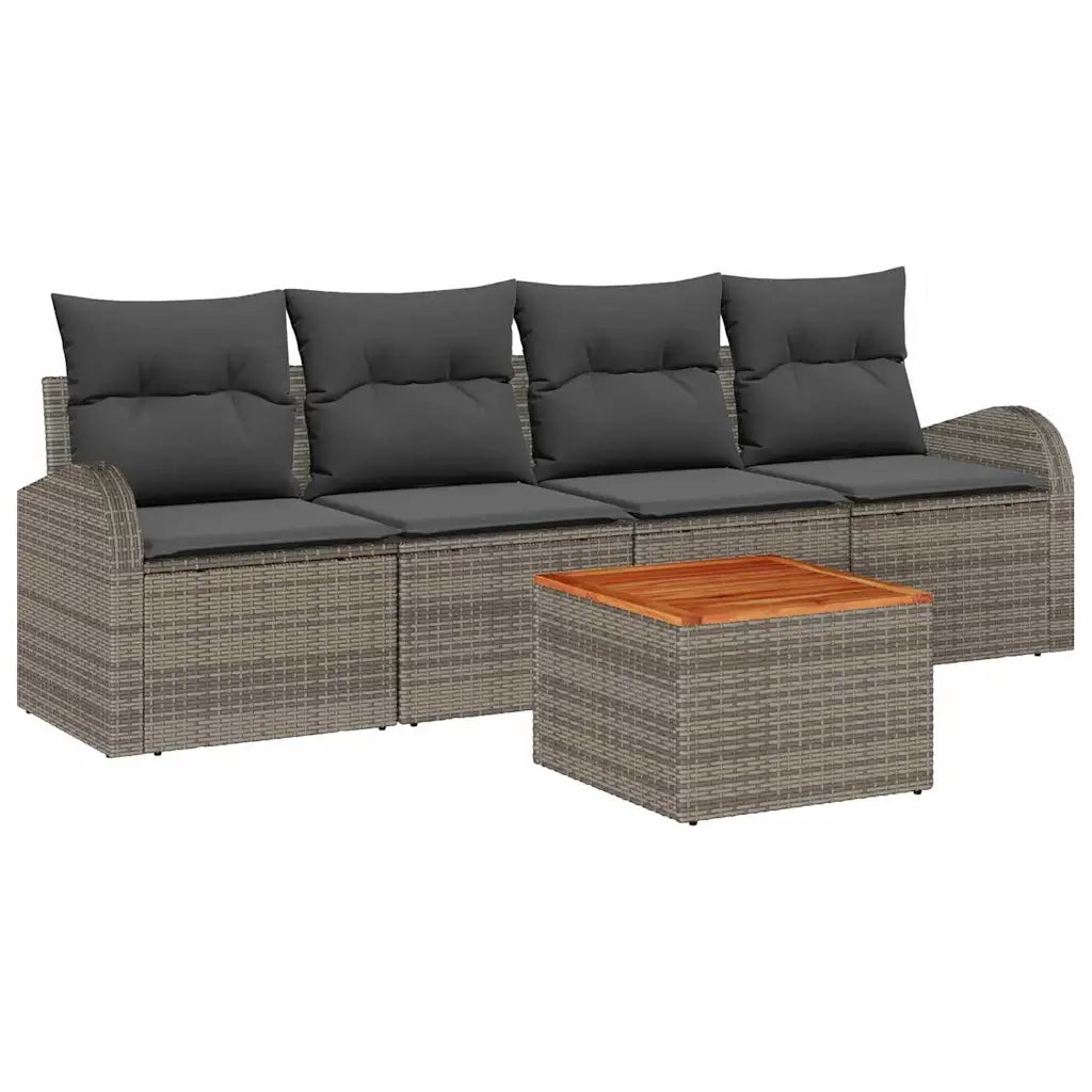 Set Divano da Giardino 5 pz-Sofa da Giardino-Divanetto da esterno Grigio