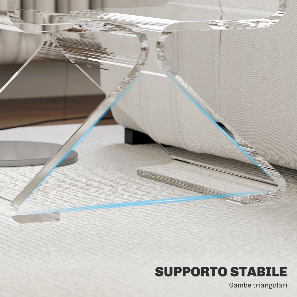 Tavolino da caff¨¨ a 2 livelli geometrico ¨C zephmum ¨C 40x30x45 cm, acrilico, gambe triangolari, trasparente
