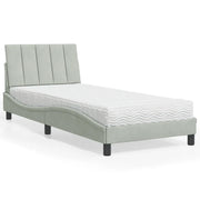 Letto con Materasso Hanko Grigio Chiaro 90x190 cm in Velluto