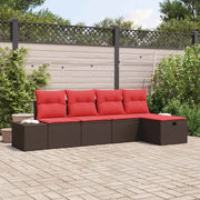 Set Divano da Giardino con cuscino 5 pcs Marrone polyrattan 3359363