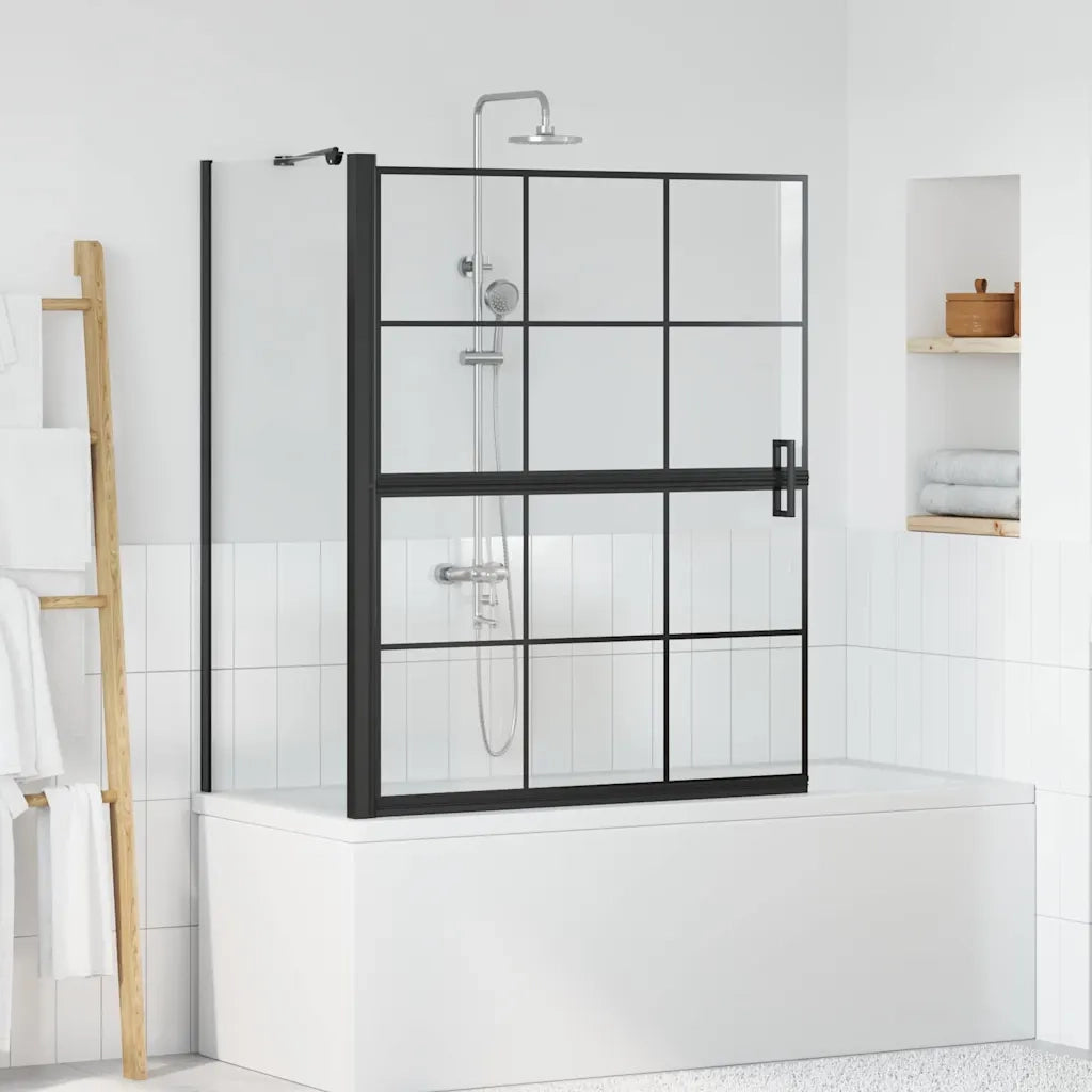 Schermo per Bagno e Doccia Nero e trasparente 100 x 68 x 128 cm 42018554
