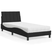 Letto con Materasso Hanko Nero 90x190 cm in Velluto