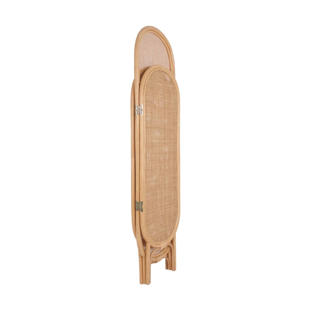 Paravento pieghevole da interno in rattan, marrone naturale