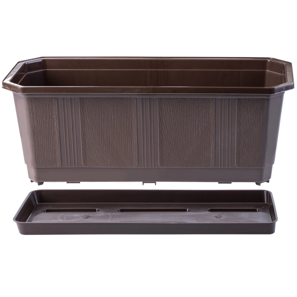 Vaso da fiori per balcone KADAX da 40 cm con supporto e balaustra.