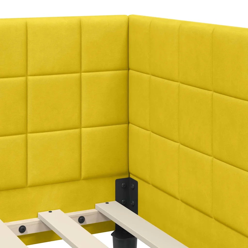 Cornice del letto ad angolo Giallo 100 cm x 200 cm Velluto 42016444