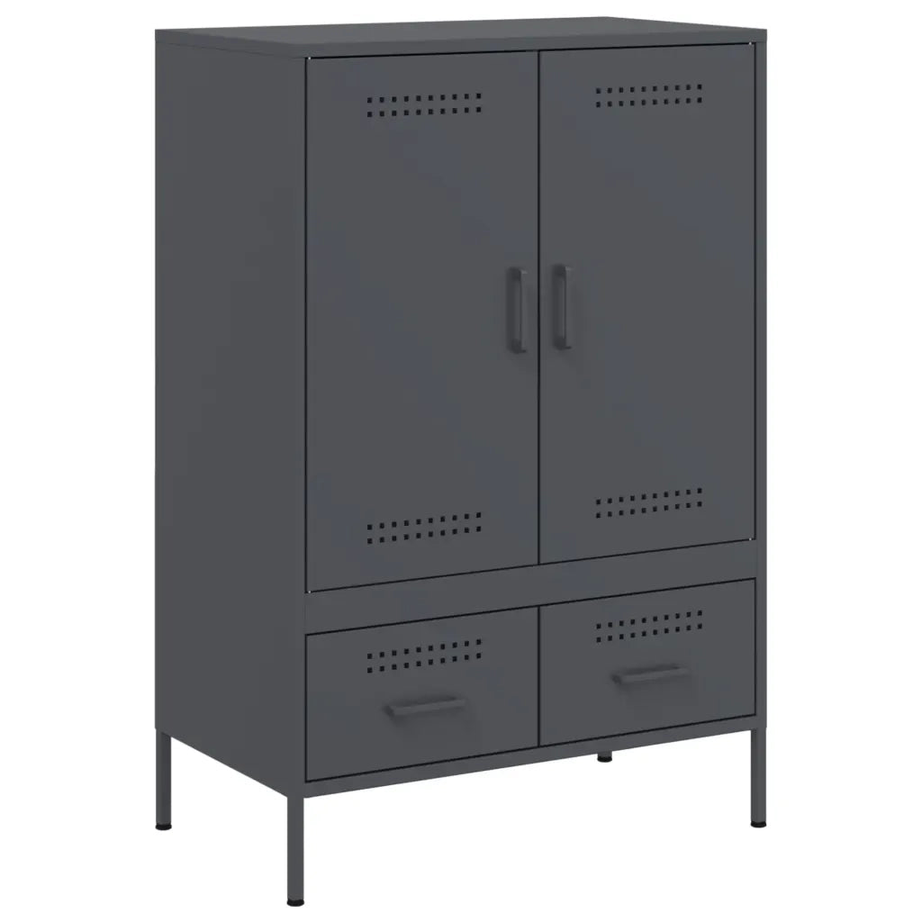 Credenza | Madia | Buffet da pranzo | Armadio da pranzo Antracite 68x39x101,5 cm Acciaio