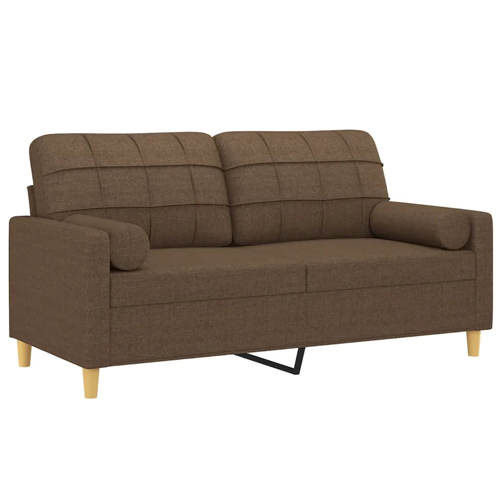 Divano a 2 Posti con Cuscini-Sofa 2 Posti con Cuscini Marrone 140 cm in Tessuto 403146