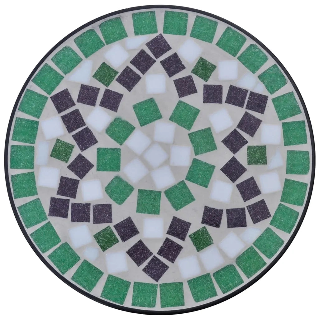 Tavolino | Tavolo laterale per Piante con Mosaico Verde e Bianco
