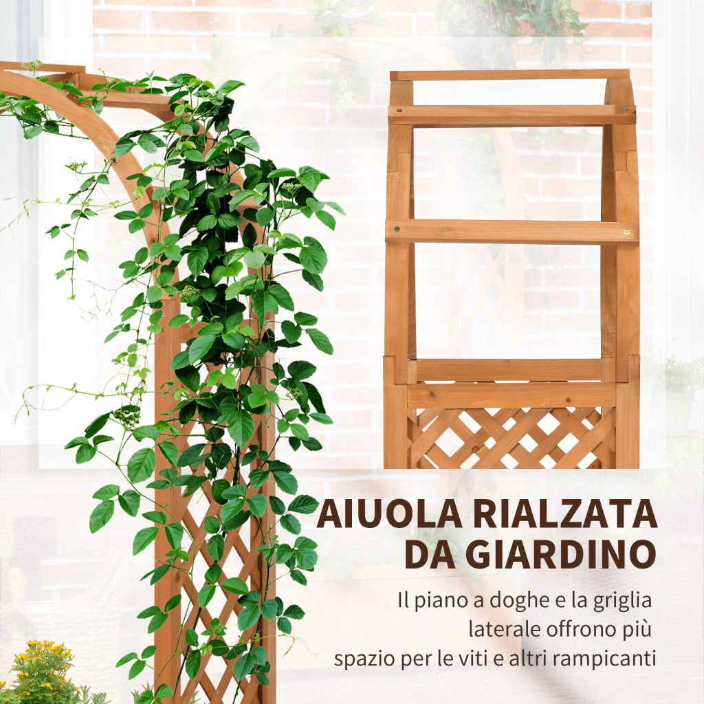 Fioriera con Arco per Rampicanti ¨C Xylo ¨C Legno Abete Marrone 83x36x152cm