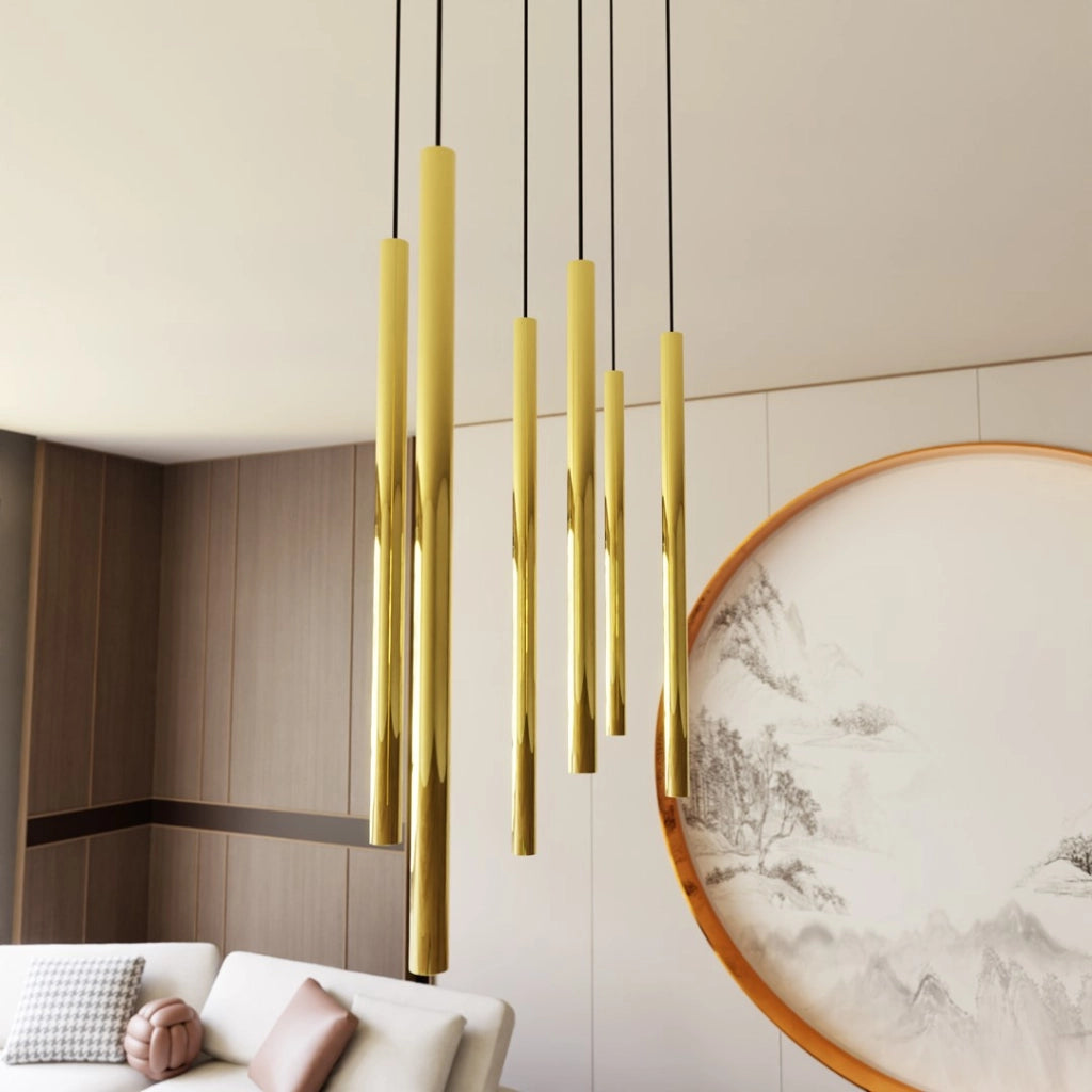 Lampada a sospensione glamour Selter oro rettangolare 6xG9 Emibig
