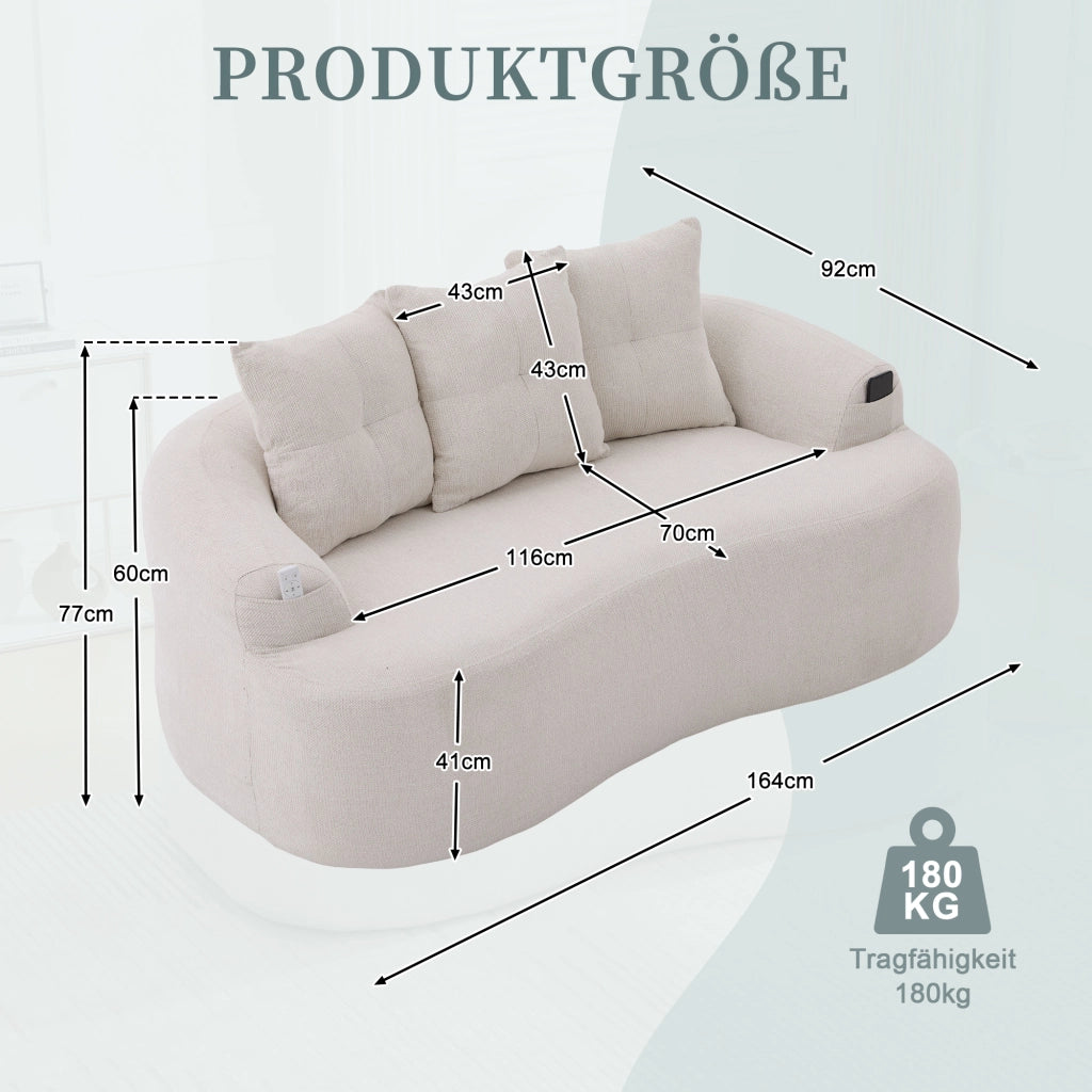 Divano 2 Posti Chenille con Cuscini Morbidi ¨C MINIMAL ¨C Velluto, Grigio