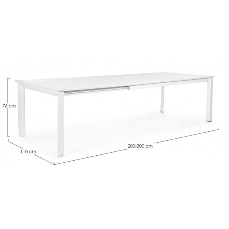 Tavolo Konnor in alluminio bianco cm 200-300x110x76h