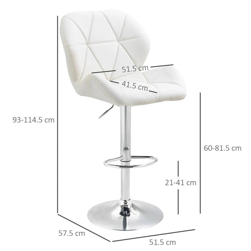 SET 2 SGABELLI GIREVOLI CON ALTEZZA REGOLABILE RIVESTIMENTO BIANCO