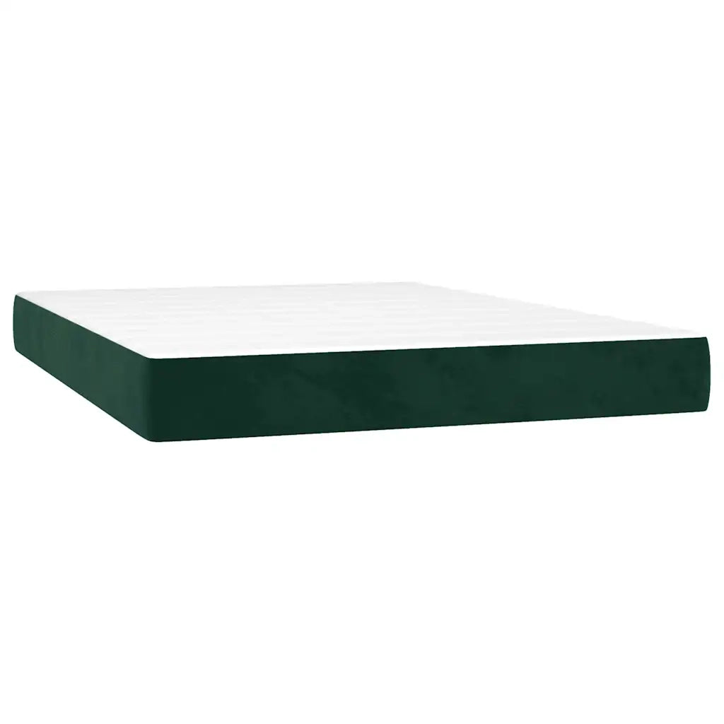 Letto a Molle con Materasso e LED Verde Scuro 140x190cm Velluto 3139742