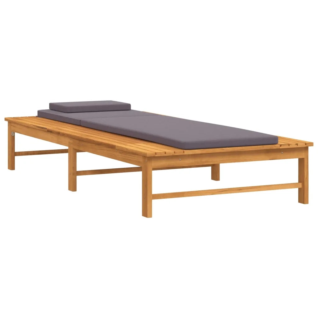 Lettino Cuscino e Guanciale Grigio Scuro Legno Massello Acacia 362154