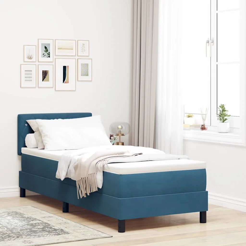 Letto a molle con materasso Blu Scuro 80 x 200 cm Velluto 3339072