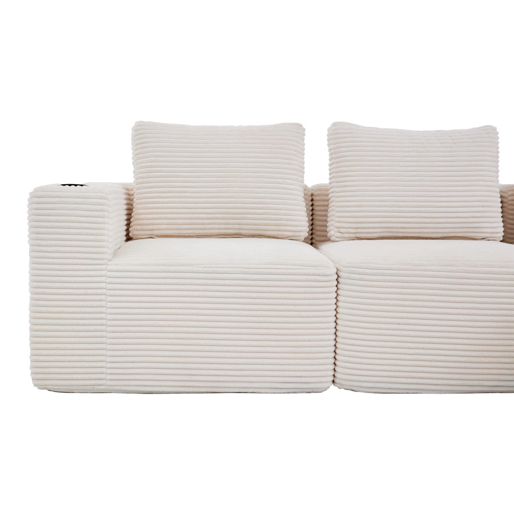 Divano letto a due posti - Zephmum- 265 cm largo, 3 cuscini, porta bicchieri