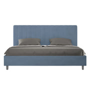 BS COM Letto matrimoniale king size contenitore imbottito 180x210 microfibra blu