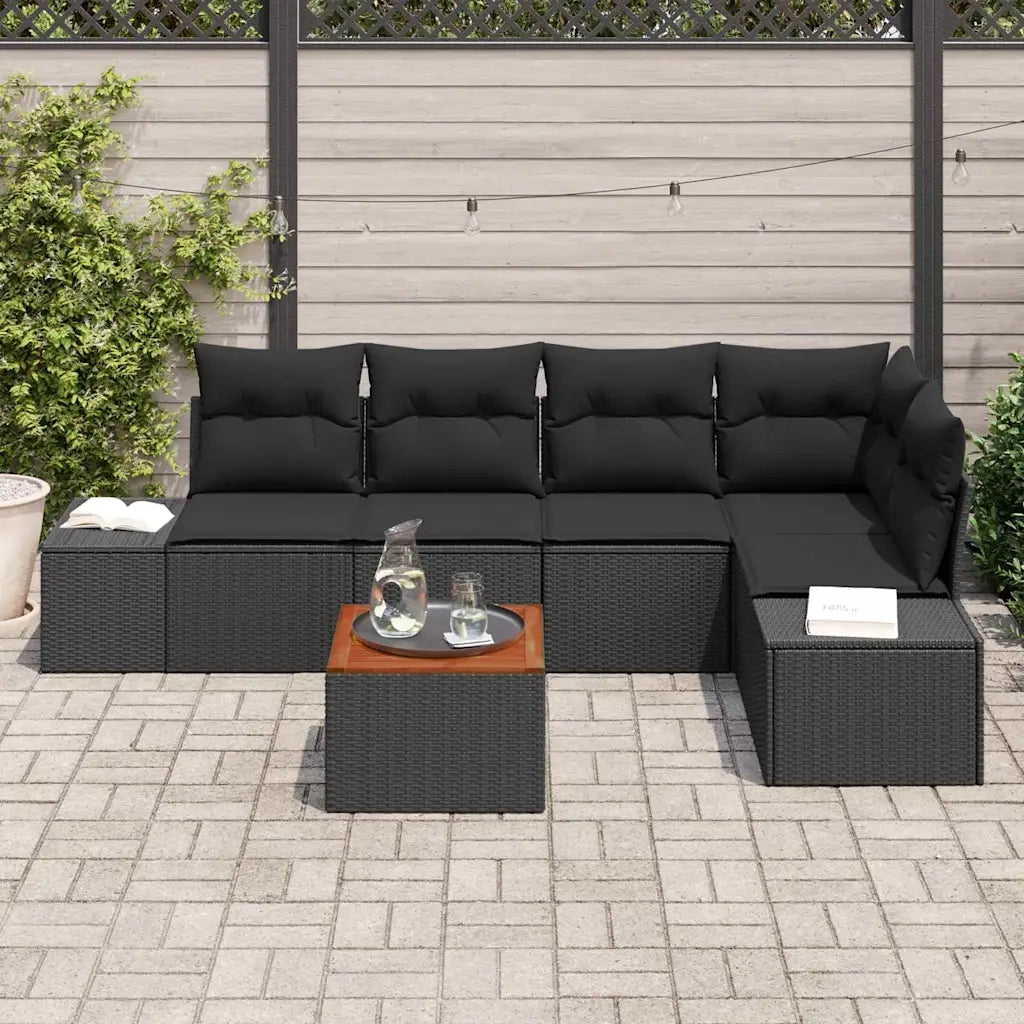 Set Divano da Giardino con archiviazione 6 pcs Nero polyrattan 3356630