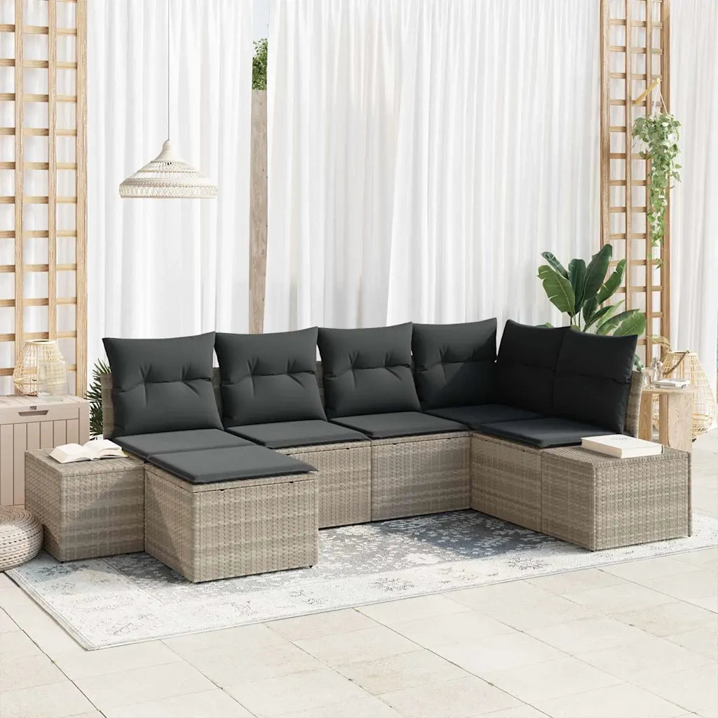 Set Divano da Giardino 6 pcs Grigio chiaro polyrattan 3355801