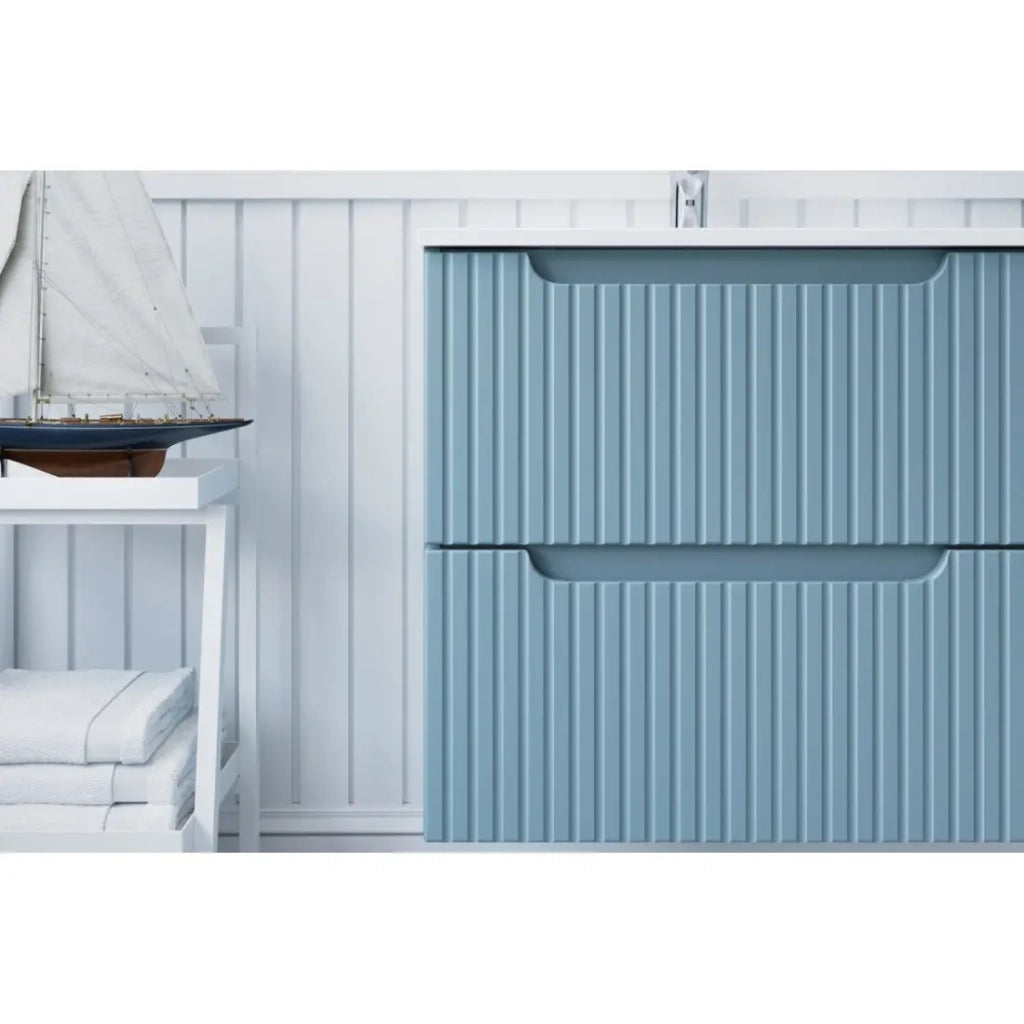Mobile sottolavabo VANO 60 cm blu denim sospeso con 2 cassetti