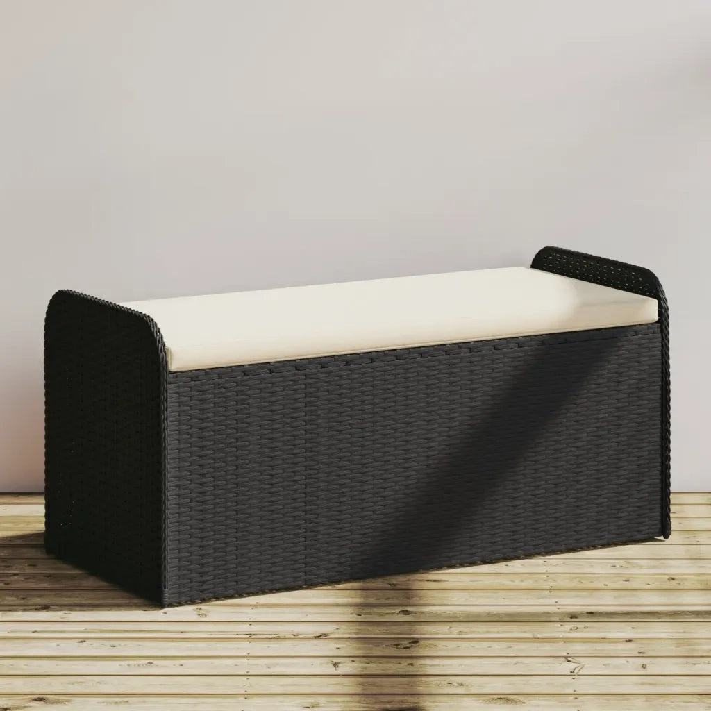 Cassapanca con Cuscino Nera 115x51x52 cm in Polyrattan 365727