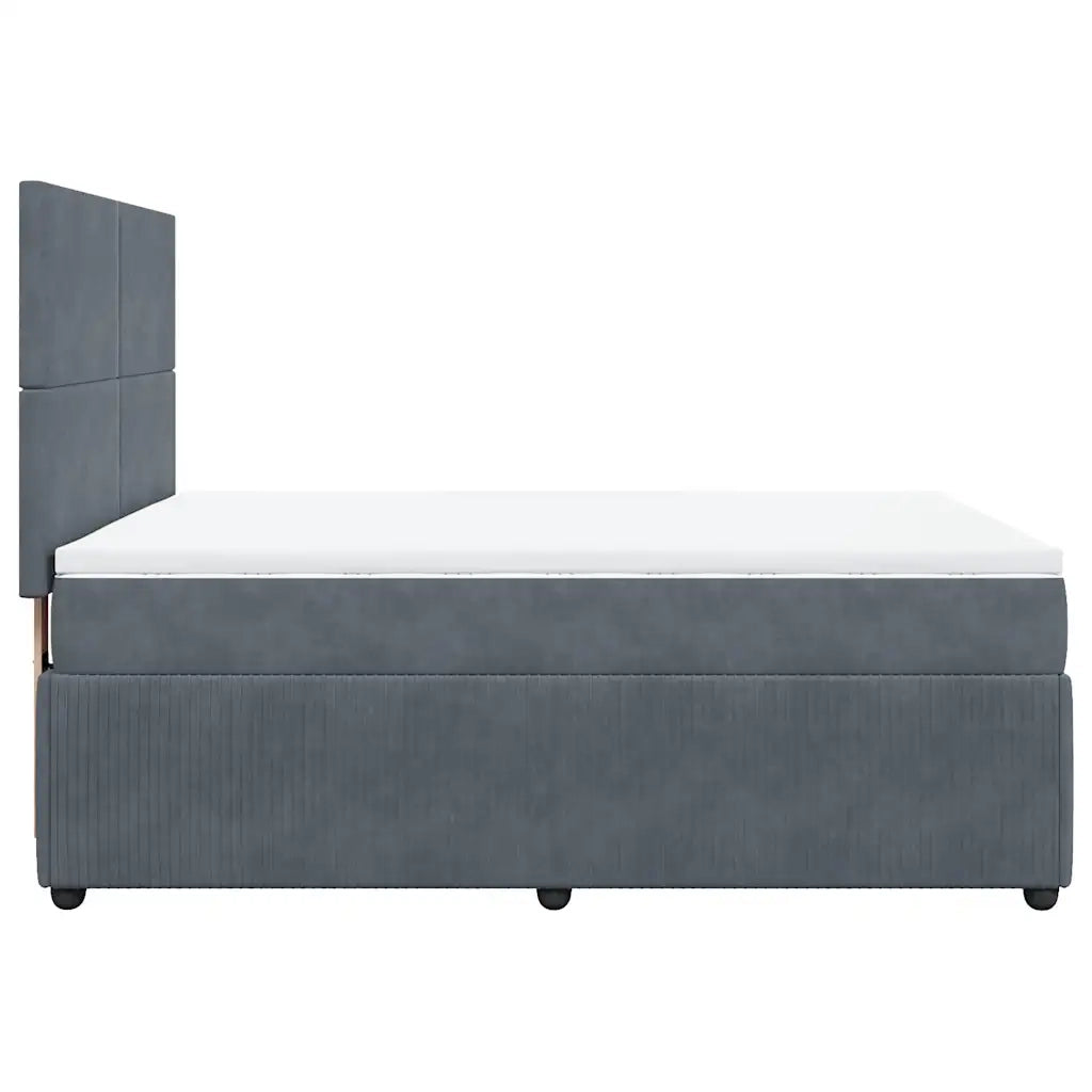 Giroletto a Molle con Materasso Grigio Scuro 160x200 cm Velluto