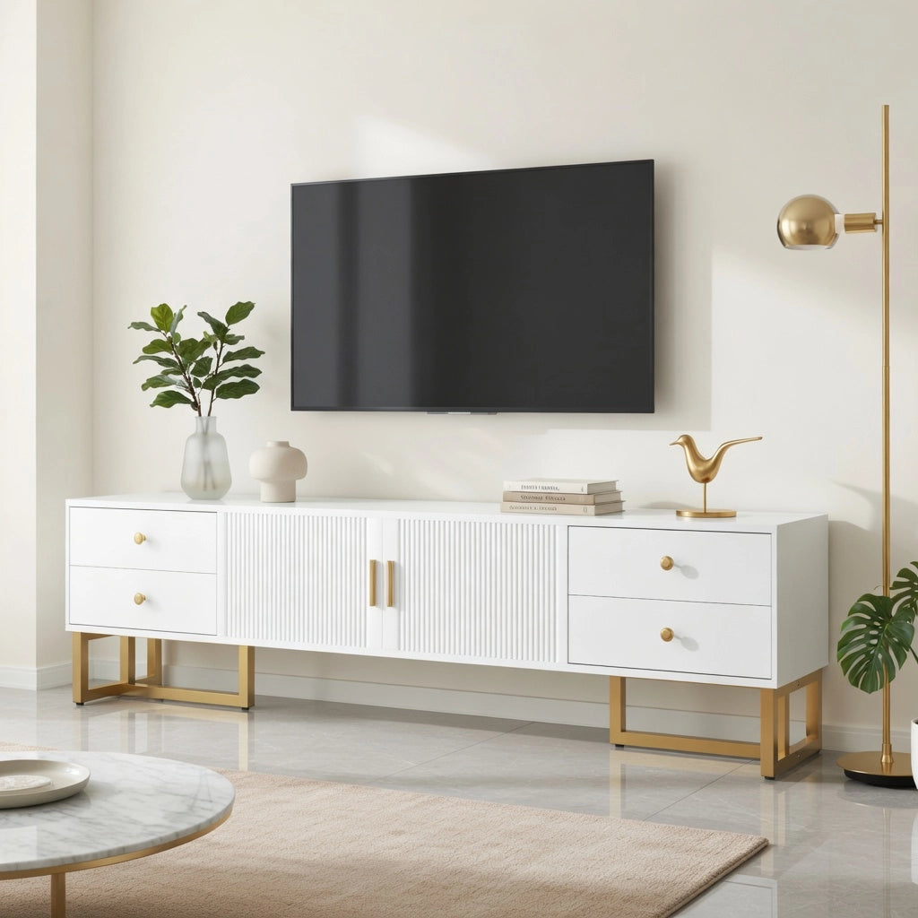 TV-Schrank bianco in MDF lunghezza 175 cm