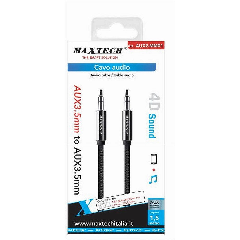 Trade Shop - Cavo Audio Stereo 1.5 Mt Doppio Jack Aux 3,5mm Prolunga Per Smartphone Aux2-mm01 -